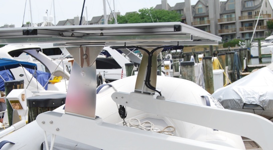 Close-up of winch on Voyager davit